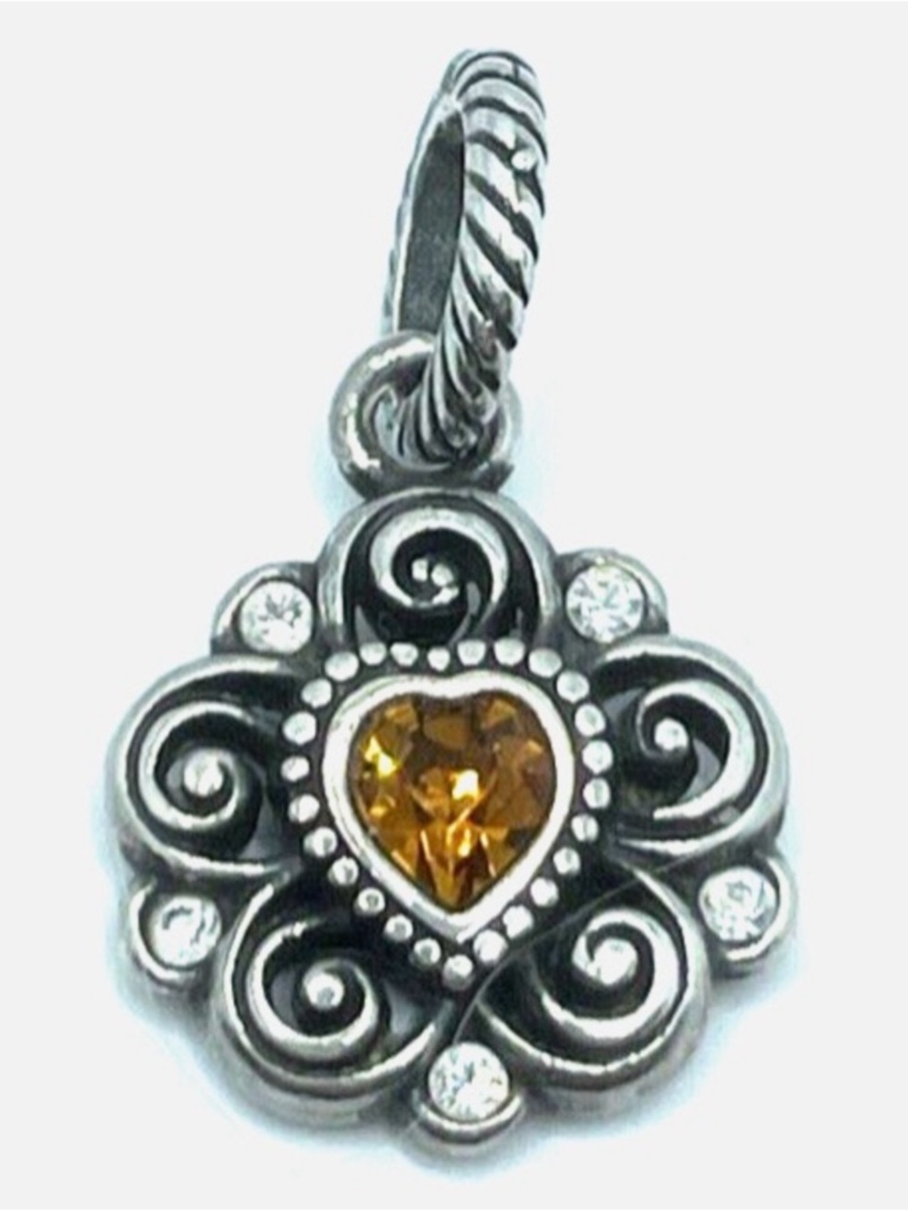 Brighton Heart November Topaz Birthstone Silver Plated Bracelet, Necklace Charm
